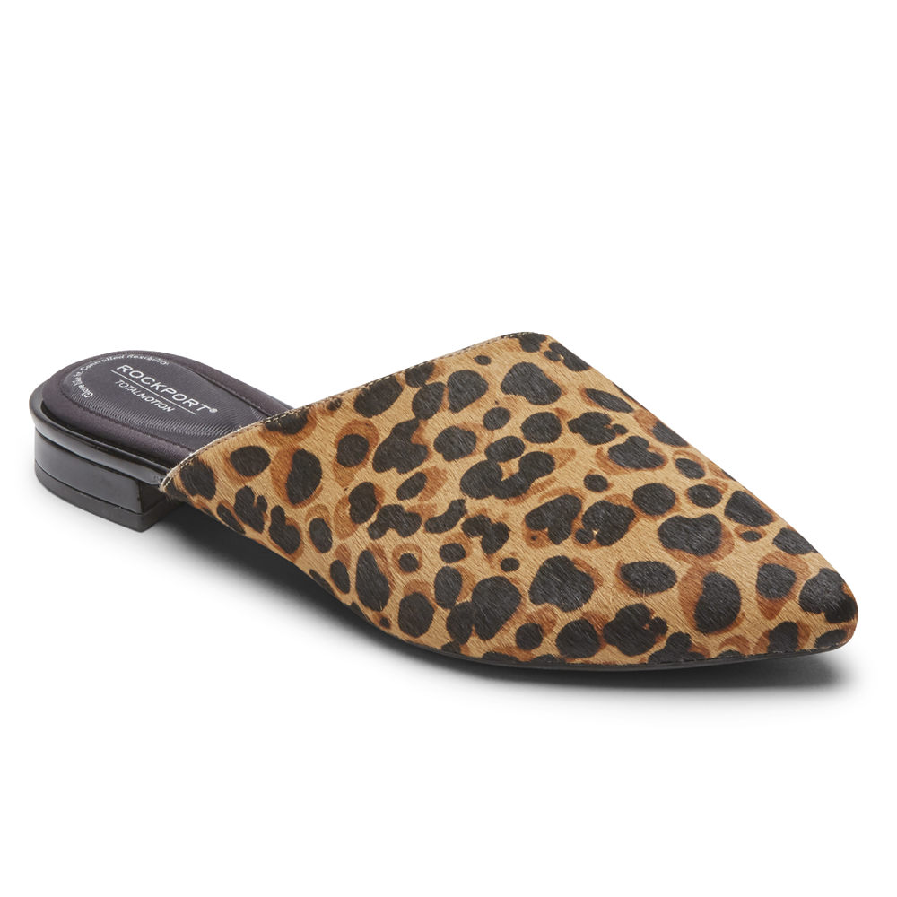 Rockport Womens Mules Leopard - Total Motion Zuly Asymmetrical - UK 614-DCBWHJ